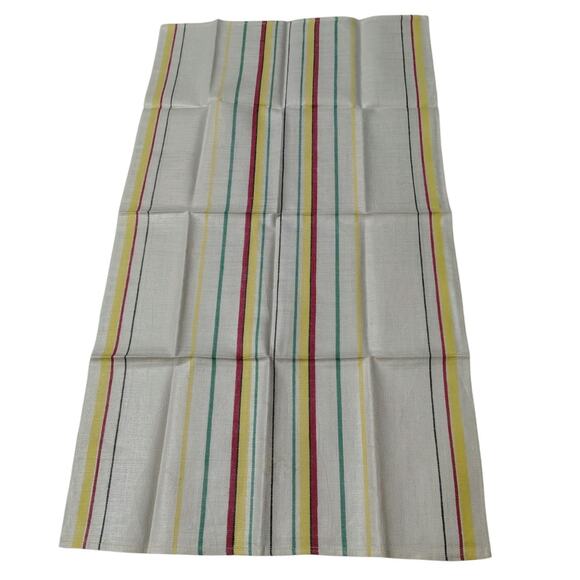 40s 50s Pure Linen Striped Tea Towel Unused French Kitchen Towel New Without Tag - Picture 1 of 4